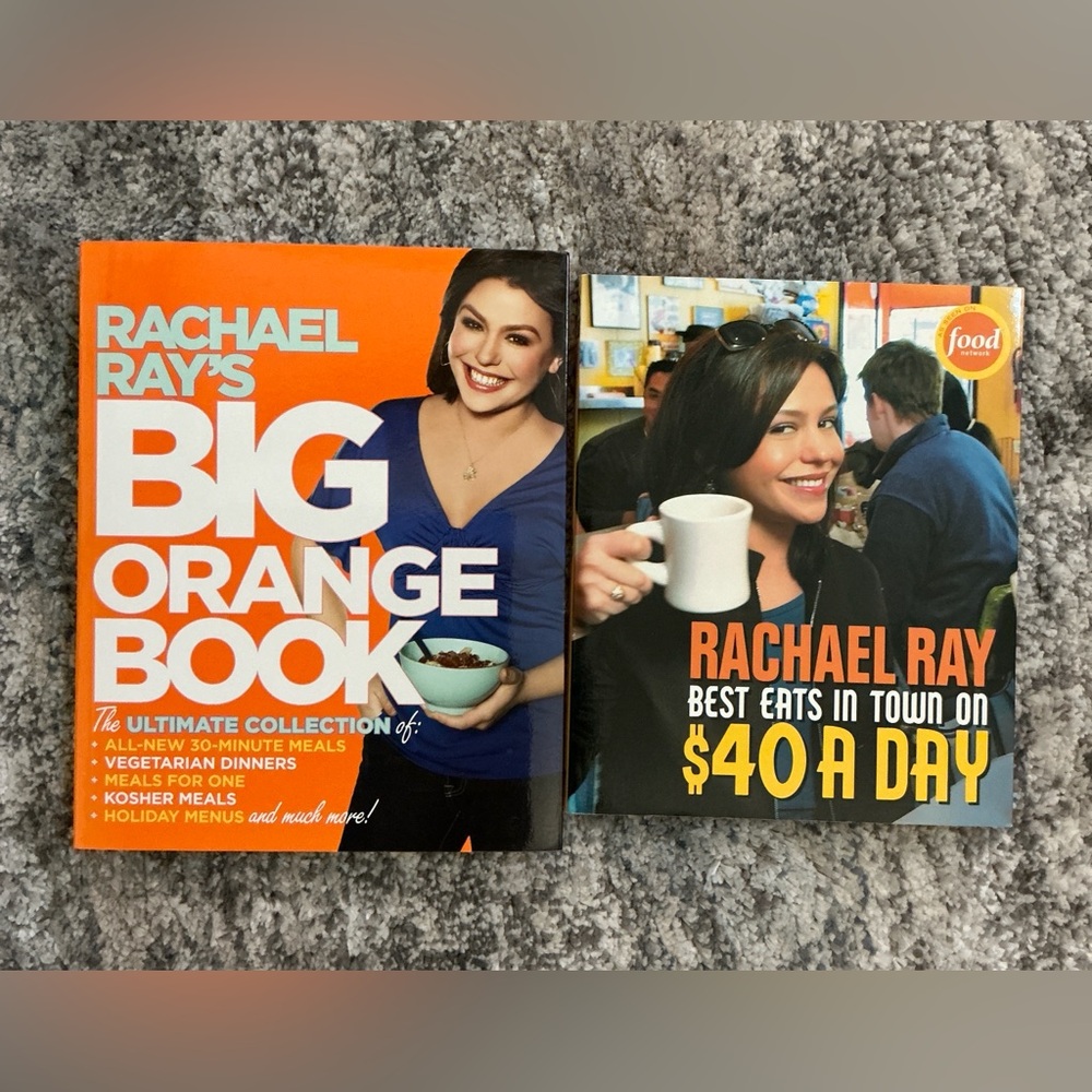 Rachael Ray Cookbook Lot – Big Orange Book & Best Eats in Town on $40 a Day